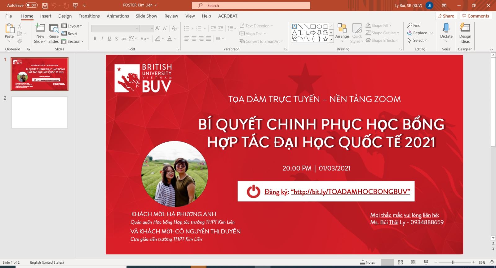 Tọa đàm trực tuyến: BÍ QUYẾT CHINH PHỤC HỌC BỔNG HỢP TÁC BUV – THPT KIM LIÊN