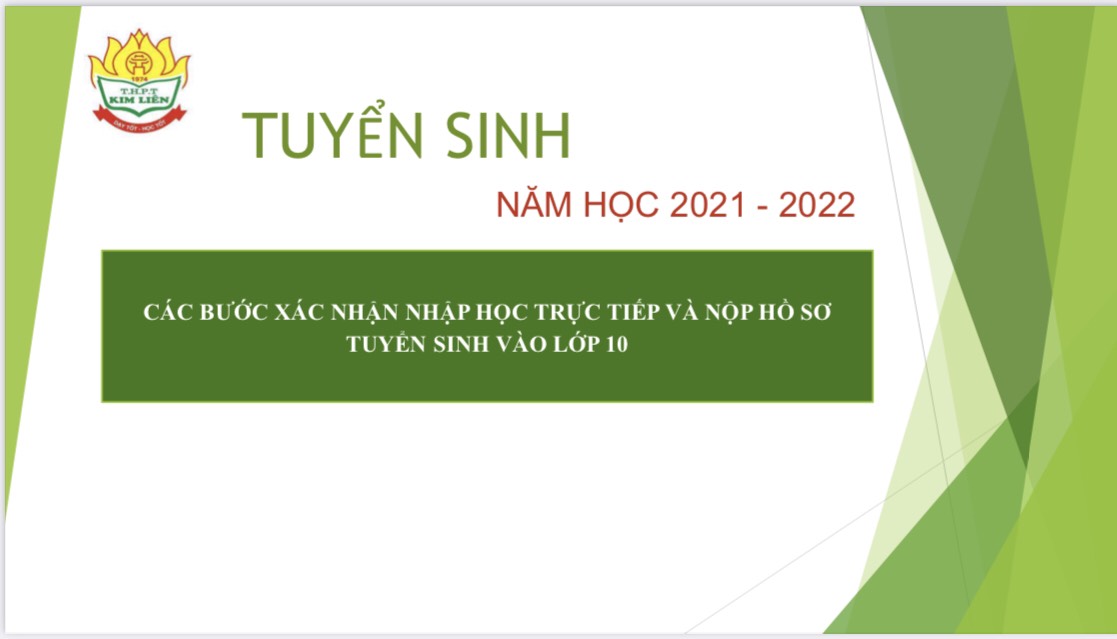 Các bước xác nhận nhập học trực tiếp và nộp hồ sơ tuyển sinh  vào lớp 10