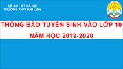 THÔNG BÁO TUYỂN SINH VÀO LỚP 10 NĂM HỌC 2019 – 2020
